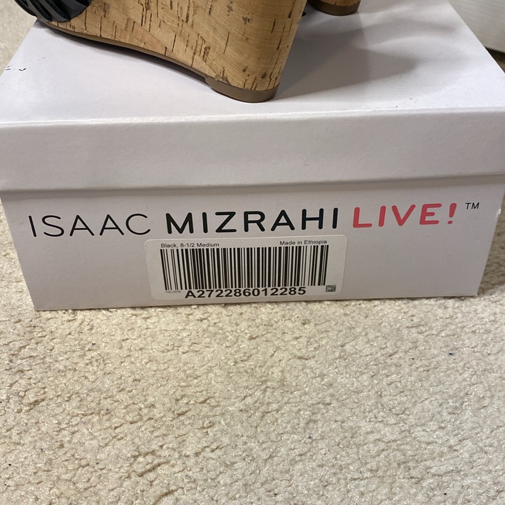 Isaac Mizrahi Wedged Leather Sandals - Picture 2 of 8